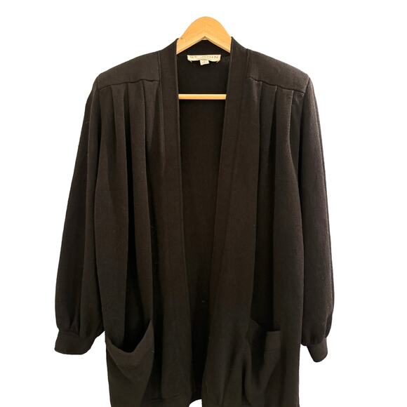 VTG Black St John Separates Open Longline Cardigan Santana Knit Small - Picture 8 of 11